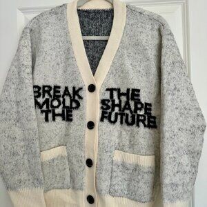 🖤 Cider “Break the Mold / Shape the Future” Fuzzy Knit Cardigan – Size M